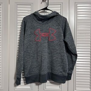 Under Armour ColdGear Hoodie Grey Pink Logo Size LG